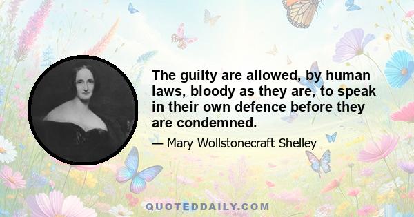 The guilty are allowed, by human laws, bloody as they are, to speak in their own defence before they are condemned.