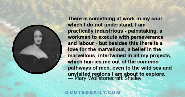 There is something at work in my soul which I do not understand. I am practically industrious - painstaking, a workman to execute with perseverance and labour - but besides this there is a love for the marvellous, a