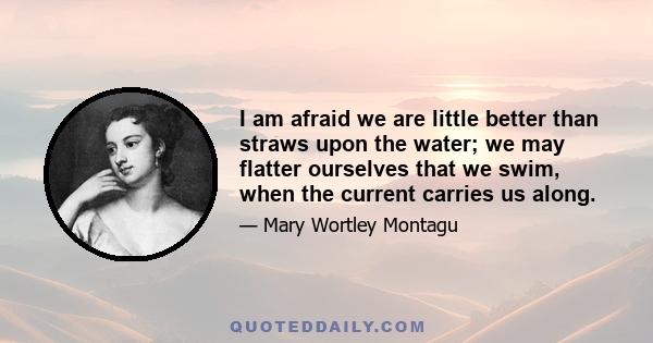 I am afraid we are little better than straws upon the water; we may flatter ourselves that we swim, when the current carries us along.