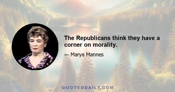 The Republicans think they have a corner on morality.