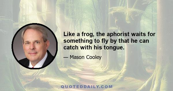 Like a frog, the aphorist waits for something to fly by that he can catch with his tongue.