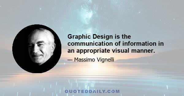 Graphic Design is the communication of information in an appropriate visual manner.