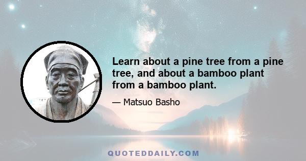 Learn about a pine tree from a pine tree, and about a bamboo plant from a bamboo plant.