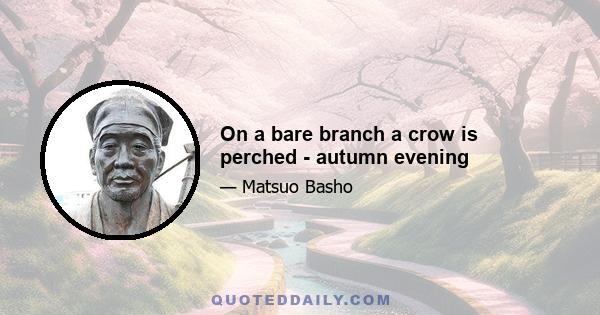 On a bare branch a crow is perched - autumn evening