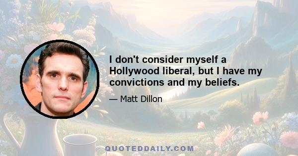 I don't consider myself a Hollywood liberal, but I have my convictions and my beliefs.