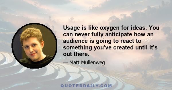 Usage is like oxygen for ideas. You can never fully anticipate how an audience is going to react to something you've created until it's out there.