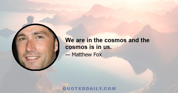 We are in the cosmos and the cosmos is in us.