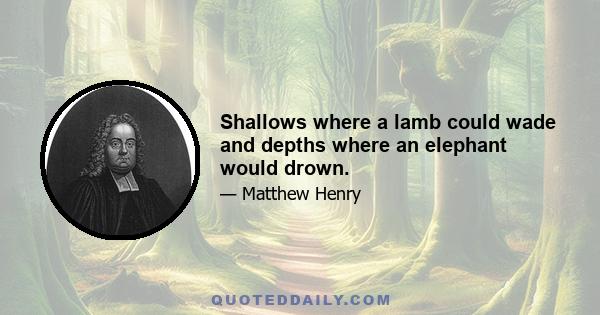 Shallows where a lamb could wade and depths where an elephant would drown.