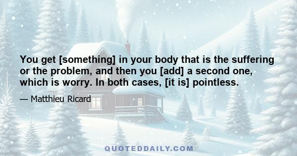 You get [something] in your body that is the suffering or the problem, and then you [add] a second one, which is worry. In both cases, [it is] pointless.