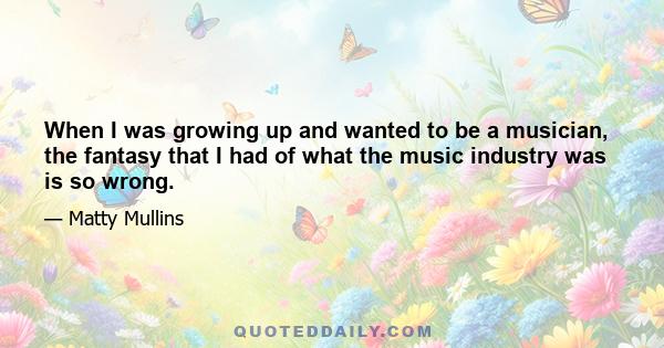 When I was growing up and wanted to be a musician, the fantasy that I had of what the music industry was is so wrong.