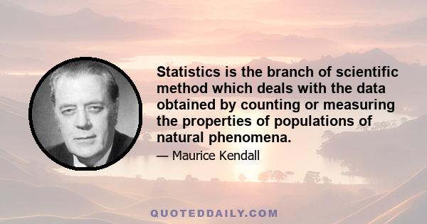 Statistics is the branch of scientific method which deals with the data obtained by counting or measuring the properties of populations of natural phenomena.