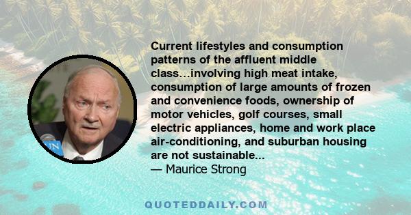 Current lifestyles and consumption patterns of the affluent middle class…involving high meat intake, consumption of large amounts of frozen and convenience foods, ownership of motor vehicles, golf courses, small