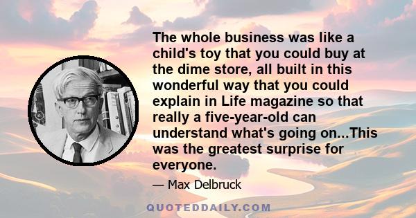 The whole business was like a child's toy that you could buy at the dime store, all built in this wonderful way that you could explain in Life magazine so that really a five-year-old can understand what's going