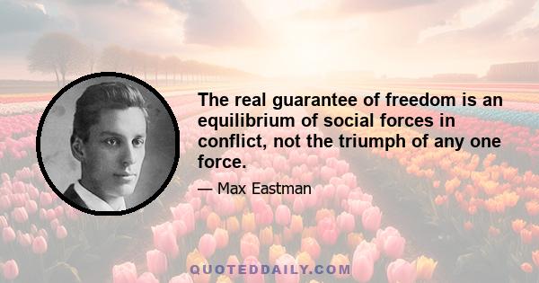 The real guarantee of freedom is an equilibrium of social forces in conflict, not the triumph of any one force.