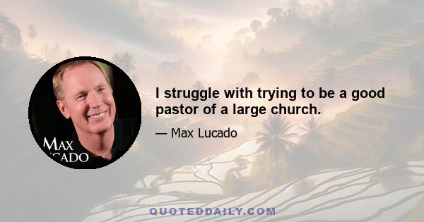 I struggle with trying to be a good pastor of a large church.