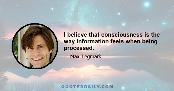 I believe that consciousness is the way information feels when being processed.