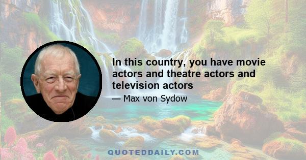 In this country, you have movie actors and theatre actors and television actors