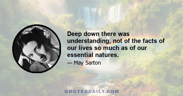 Deep down there was understanding, not of the facts of our lives so much as of our essential natures.