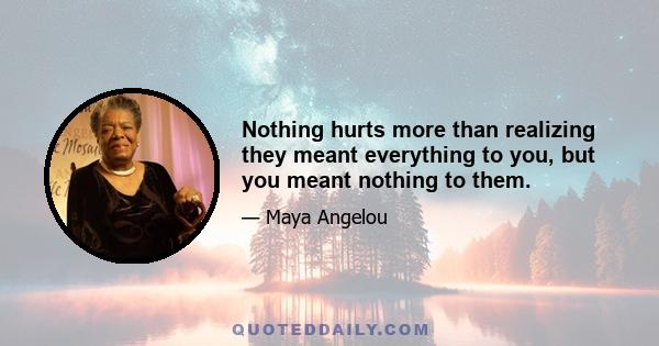 Nothing hurts more than realizing they meant everything to you, but you meant nothing to them.