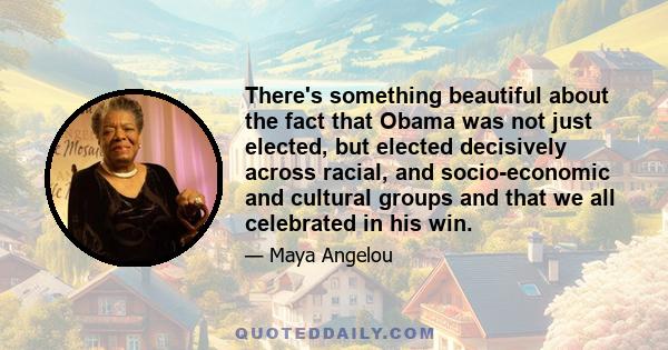 There's something beautiful about the fact that Obama was not just elected, but elected decisively across racial, and socio-economic and cultural groups and that we all celebrated in his win.