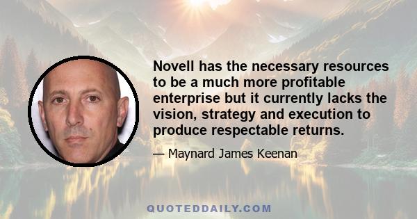 Novell has the necessary resources to be a much more profitable enterprise but it currently lacks the vision, strategy and execution to produce respectable returns.