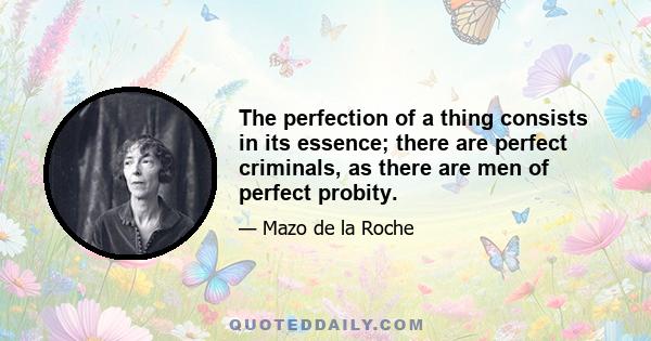 The perfection of a thing consists in its essence; there are perfect criminals, as there are men of perfect probity.