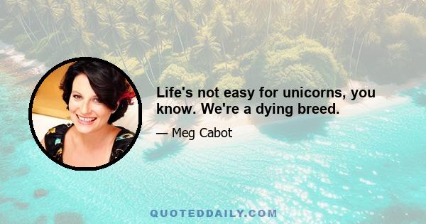 Life's not easy for unicorns, you know. We're a dying breed.