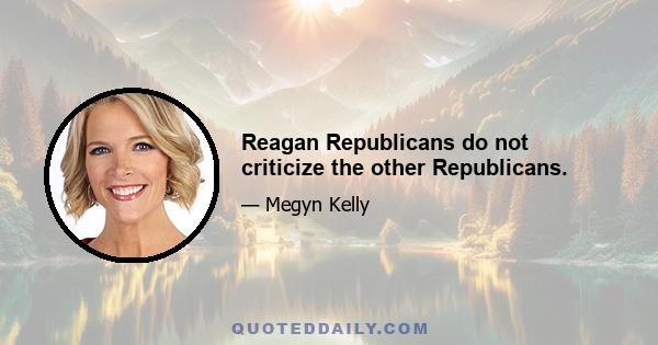 Reagan Republicans do not criticize the other Republicans.