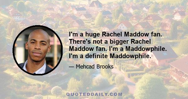 I'm a huge Rachel Maddow fan. There's not a bigger Rachel Maddow fan. I'm a Maddowphile. I'm a definite Maddowphile.