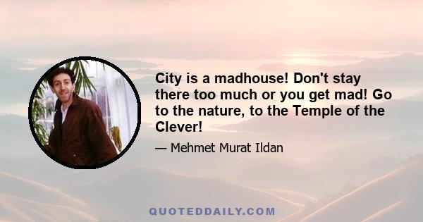 City is a madhouse! Don't stay there too much or you get mad! Go to the nature, to the Temple of the Clever!