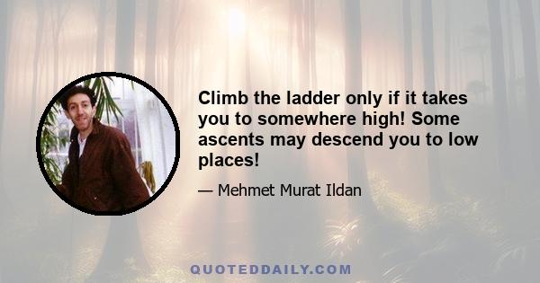 Climb the ladder only if it takes you to somewhere high! Some ascents may descend you to low places!