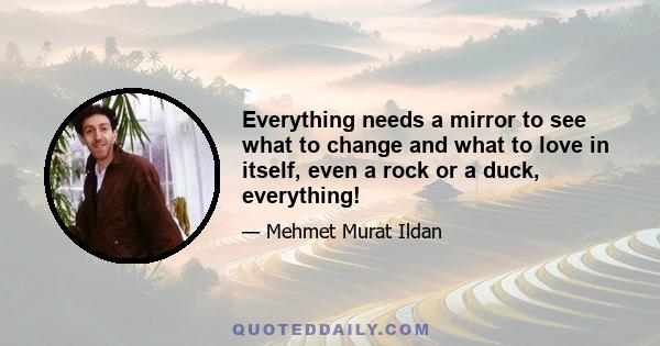 Everything needs a mirror to see what to change and what to love in itself, even a rock or a duck, everything!