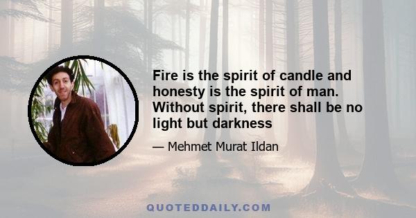 Fire is the spirit of candle and honesty is the spirit of man. Without spirit, there shall be no light but darkness