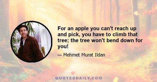 For an apple you can't reach up and pick, you have to climb that tree; the tree won't bend down for you!