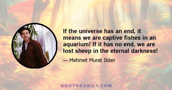 If the universe has an end, it means we are captive fishes in an aquarium! If it has no end, we are lost sheep in the eternal darkness!