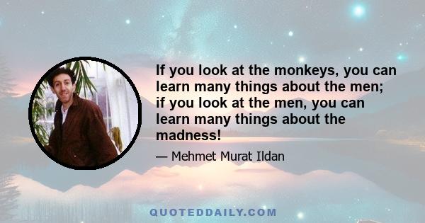 If you look at the monkeys, you can learn many things about the men; if you look at the men, you can learn many things about the madness!