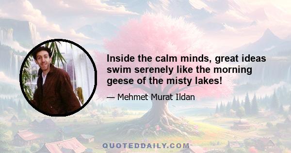 Inside the calm minds, great ideas swim serenely like the morning geese of the misty lakes!