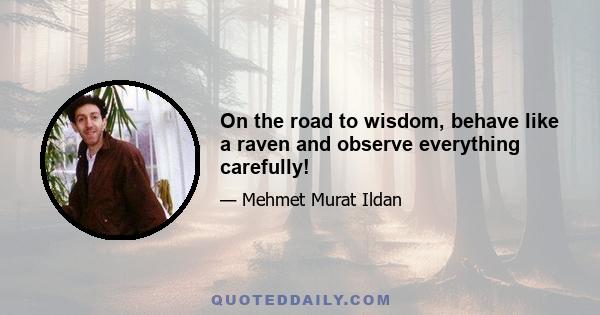 On the road to wisdom, behave like a raven and observe everything carefully!