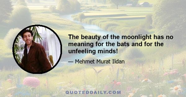 The beauty of the moonlight has no meaning for the bats and for the unfeeling minds!