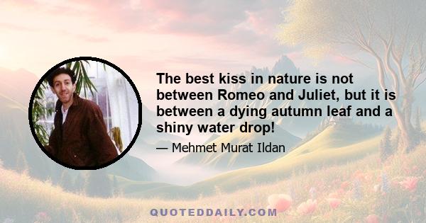 The best kiss in nature is not between Romeo and Juliet, but it is between a dying autumn leaf and a shiny water drop!