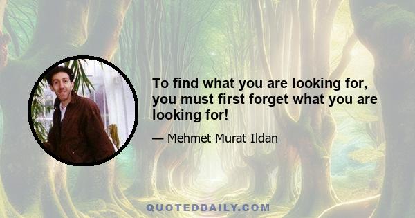 To find what you are looking for, you must first forget what you are looking for!