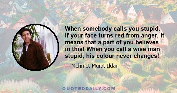 When somebody calls you stupid, if your face turns red from anger, it means that a part of you believes in this! When you call a wise man stupid, his colour never changes!