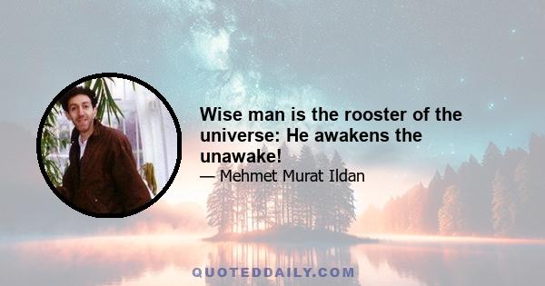 Wise man is the rooster of the universe: He awakens the unawake!