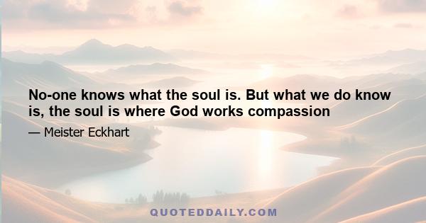 No-one knows what the soul is. But what we do know is, the soul is where God works compassion