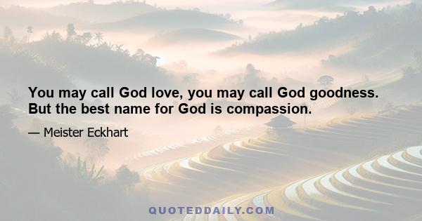 You may call God love, you may call God goodness. But the best name for God is compassion.