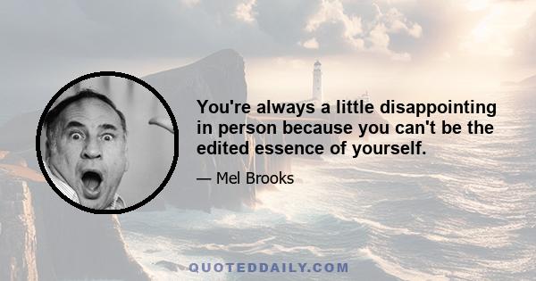 You're always a little disappointing in person because you can't be the edited essence of yourself.