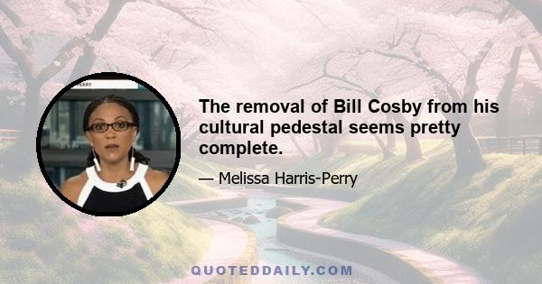 The removal of Bill Cosby from his cultural pedestal seems pretty complete.