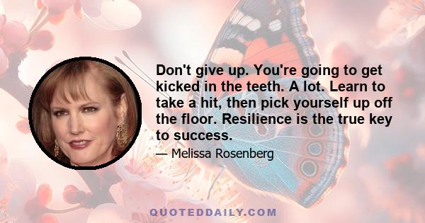 Don't give up. You're going to get kicked in the teeth. A lot. Learn to take a hit, then pick yourself up off the floor. Resilience is the true key to success.