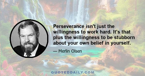 Perseverance isn't just the willingness to work hard. It's that plus the willingness to be stubborn about your own belief in yourself.