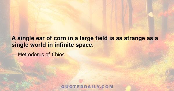 A single ear of corn in a large field is as strange as a single world in infinite space.